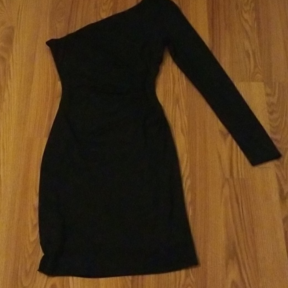 Black One Shoulder Side Cut Out Dress